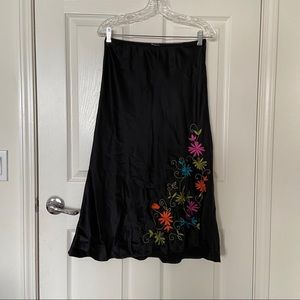90s Vintage Embroidered Slip Skirt